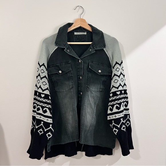 Free People Sweater Jacket Size Medium Black - Picture 2 of 11